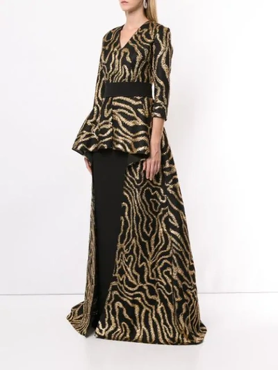 Shop Safiyaa London Helia Gown In Black/gold