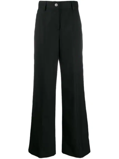 Pre-owned Chanel 2007 High Rise Wide-legged Trousers In Black
