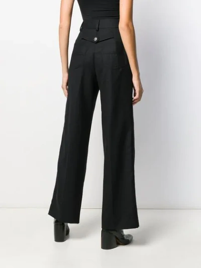 Pre-owned Chanel 2007 High Rise Wide-legged Trousers In Black