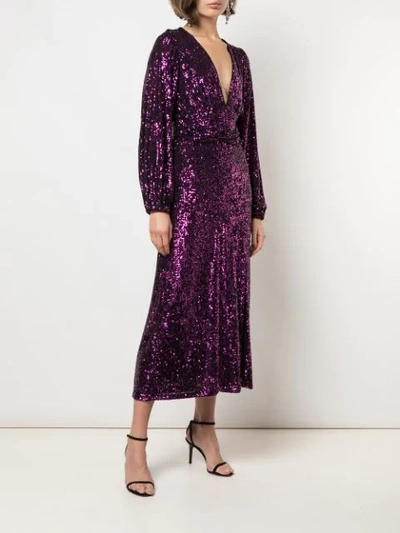 Shop Iorane Sequinned Midi Dress In Purple
