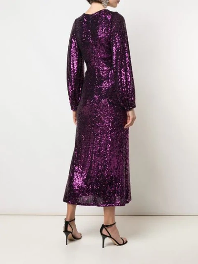 Shop Iorane Sequinned Midi Dress In Purple