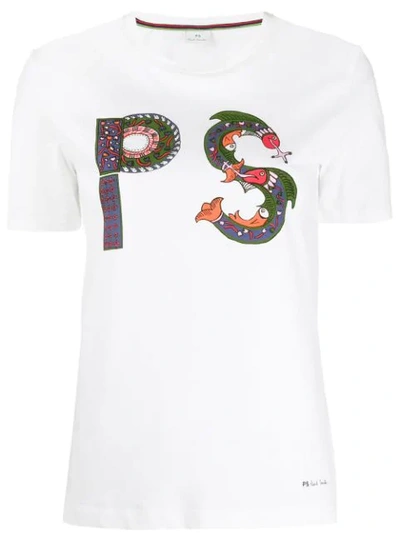Shop Ps By Paul Smith Embellished Ps-print T-shirt In White