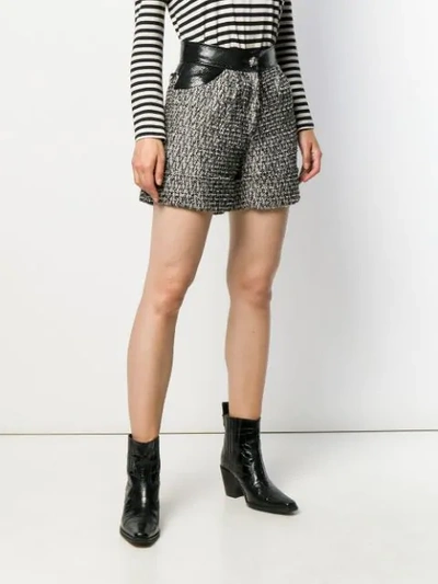 Shop Almaz Fabric Mix Tweed Shorts In Grey