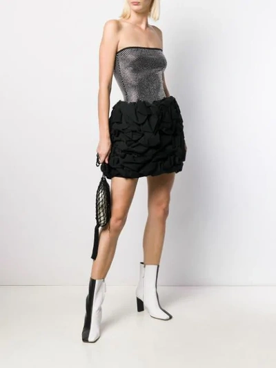 Shop Balmain Paris Crystal-embellished Ruffle Dress In Black
