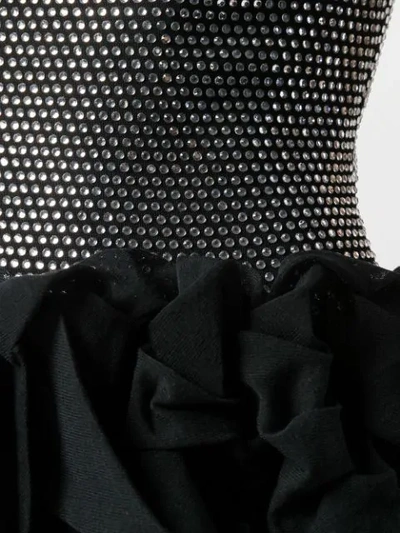 Shop Balmain Paris Crystal-embellished Ruffle Dress In Black