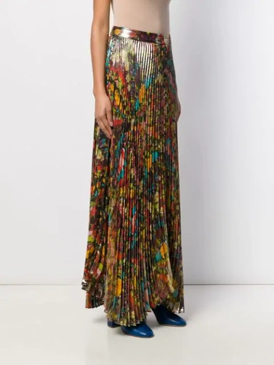 Shop Alice And Olivia Katz Pleated Maxi Skirt In Gold