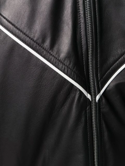 Shop Plan C Hooded Contrasting-stripe Jacket In Black