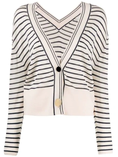 Shop Forte Forte Striped Loose-fit Cardigan In Neutrals