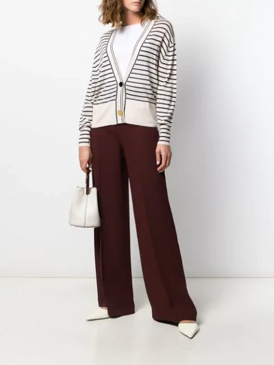 Shop Forte Forte Striped Loose-fit Cardigan In Neutrals