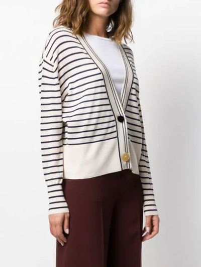 Shop Forte Forte Striped Loose-fit Cardigan In Neutrals