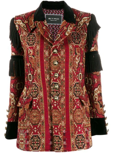 Shop Etro Embellished Embroidered Jacket In Red