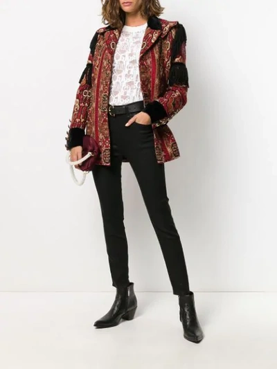 Shop Etro Embellished Embroidered Jacket In Red