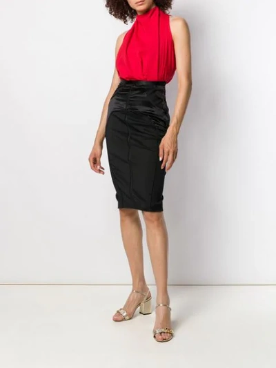 Pre-owned Gucci 2000's Panelled Pencil Skirt In Black