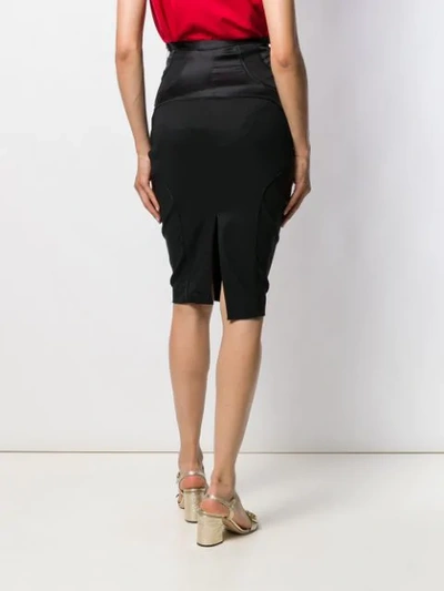 Pre-owned Gucci 2000's Panelled Pencil Skirt In Black