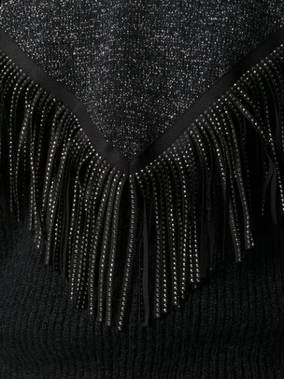 Shop Aniye By Fringed-panel Knit Sweater In Black