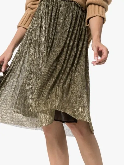 Shop Isabel Marant Étoile Metallic Pleated Skirt In Gold