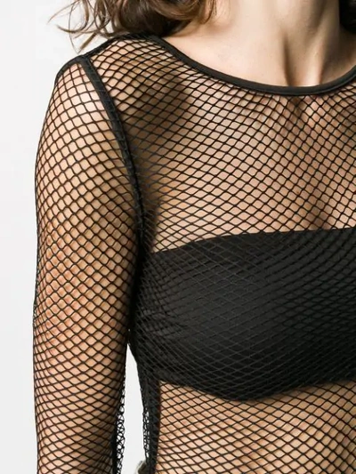 Shop Twinset Mesh Body Suit Top In Black