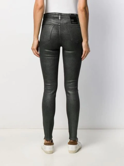 Shop J Brand Faux-leather Skinny Trousers In Silver
