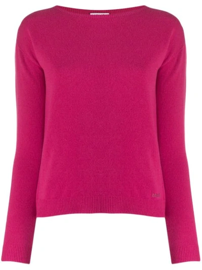 Shop Liu •jo Crew-neck Knit Sweater In Pink