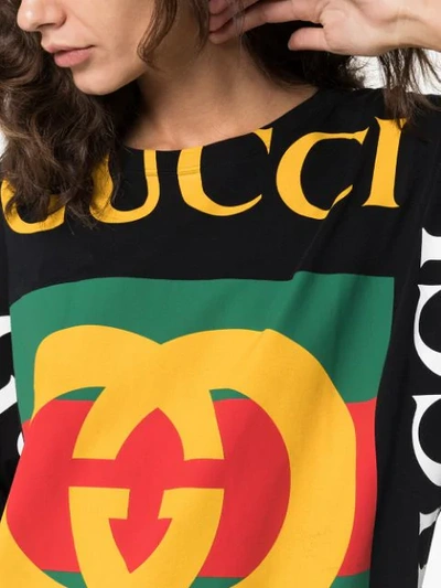 Shop Gucci Oversized Logo Print T-shirt In Black