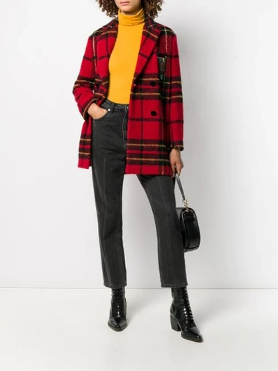 Shop Etro Checked Double-breasted Coat In Red