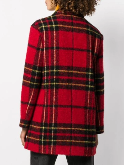 Shop Etro Checked Double-breasted Coat In Red