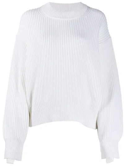 Shop Helmut Lang Balloon Sleeve Knitted Jumper In White