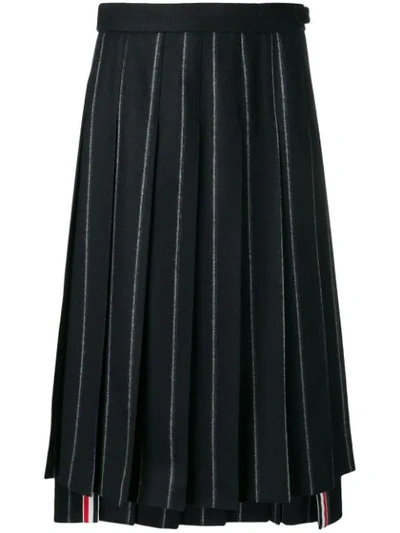 Shop Thom Browne Shadow Stripe Flannel Skirt In Blue