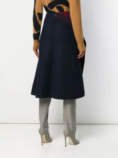 Shop Victoria Beckham Logo Asymmetric Skirt In Blue
