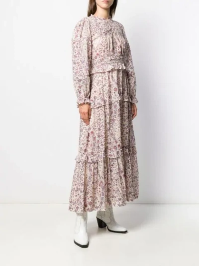 Shop Isabel Marant Étoile Floral Print Smock Dress In Neutrals