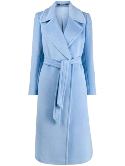 Shop Tagliatore Molly Belted Coat In Blue