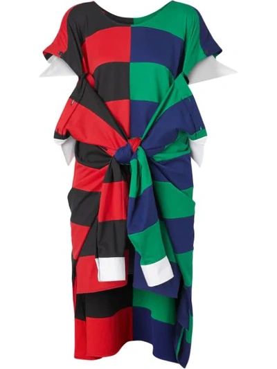 Shop Burberry Reconstructed Rugby Shirt Dress In Red