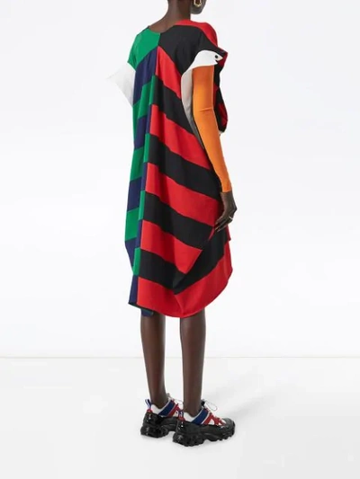 Shop Burberry Reconstructed Rugby Shirt Dress In Red