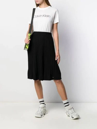 Shop Calvin Klein Pleated Knit Skirt In Black