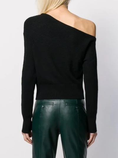 Shop Patrizia Pepe Bead-embellished Off-shoulder Jumper In Black