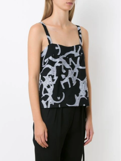 Shop Andrea Marques Printed Sleeveless Blouse In Black