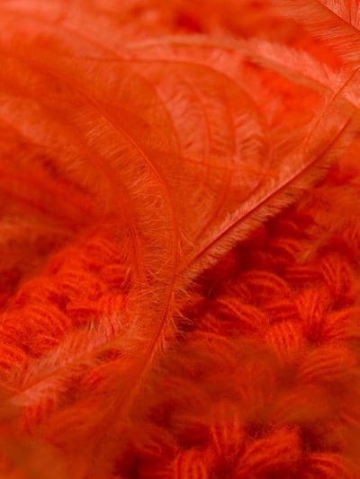Shop Valentino Feathered Crop Jumper In Orange