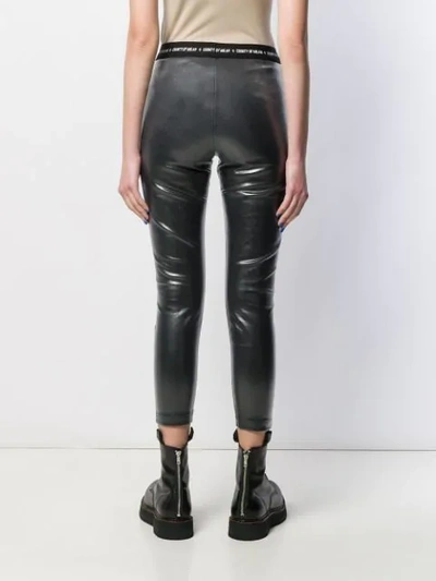 Shop Marcelo Burlon County Of Milan County Shiny Leggings Black White In Grey