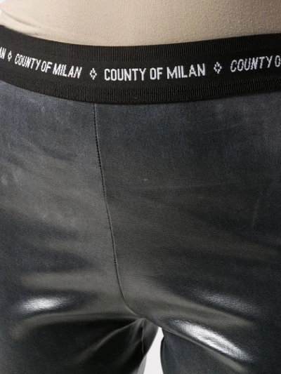Shop Marcelo Burlon County Of Milan County Shiny Leggings Black White In Grey