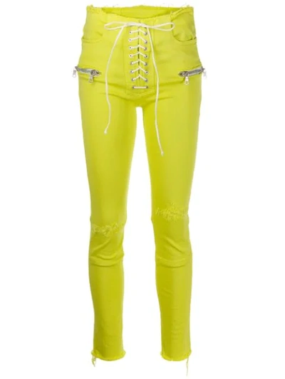 Shop Ben Taverniti Unravel Project Lace-up Trousers In Yellow