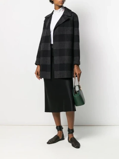 Shop Theory Checked Double-faced Coat In Grey