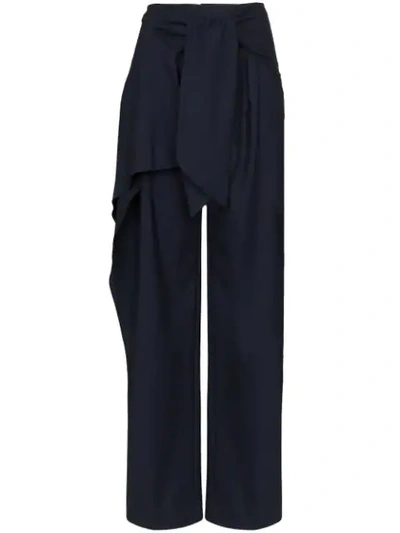 Shop Chloé Wrap Wide-leg Trousers In Blue