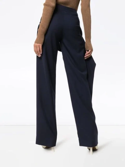 Shop Chloé Wrap Wide-leg Trousers In Blue