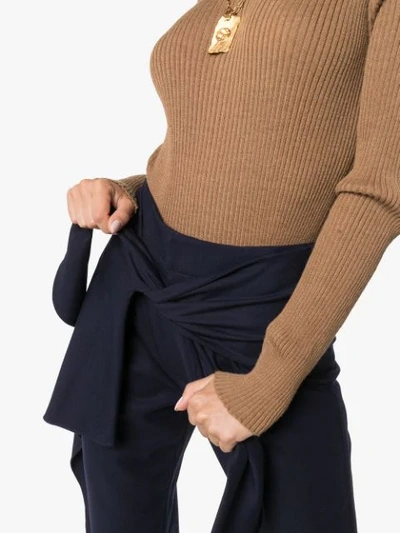 Shop Chloé Wrap Wide-leg Trousers In Blue