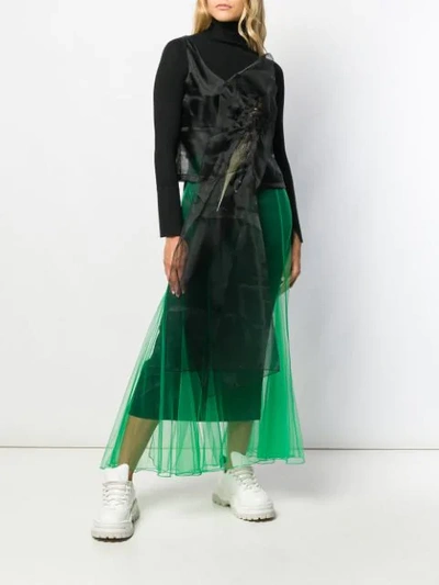 Shop Quetsche Flared Maxi Skirt In Green
