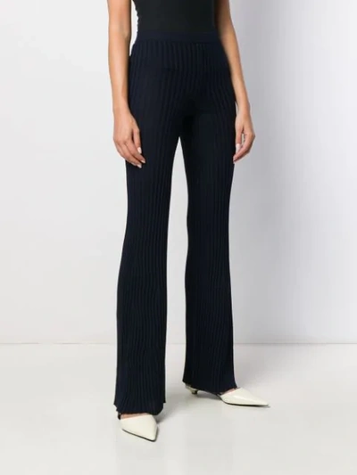 Shop Mrz Knitted Flared Trousers In 0301 Navy Blue