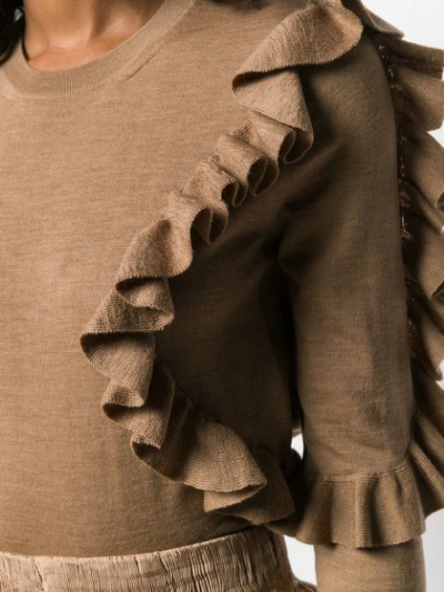 Shop Rochas Ruffled Sweatshirt In Neutrals