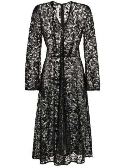 Shop Rotate Birger Christensen Sequin-embellished Lace Midi Dress In Black