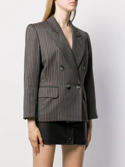 Pre-owned Saint Laurent 1980s Pinstriped Double-breasted Jacket In Grey