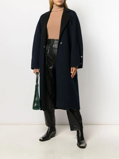 Shop Barbara Bui Belted Mid-length Coat In Blue